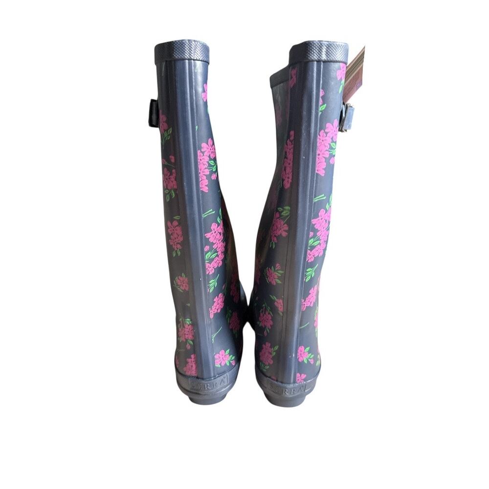 Serra Tall Rain‎ Boots Navy Floral Adjustable Size 9 - Picture 3 of 6